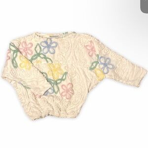 Vintage chenille embroidered dolman sweater blouse